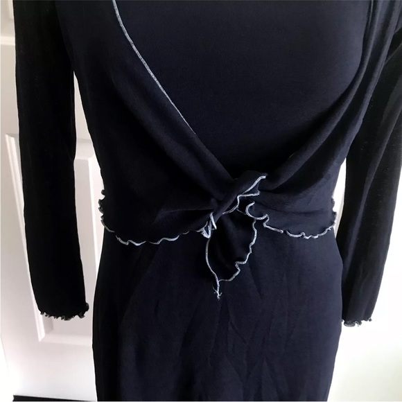 VTG Jodi California Sheer Jacket Dress Tie Front M Blue Contrast Made In USA - Picture 6 of 16